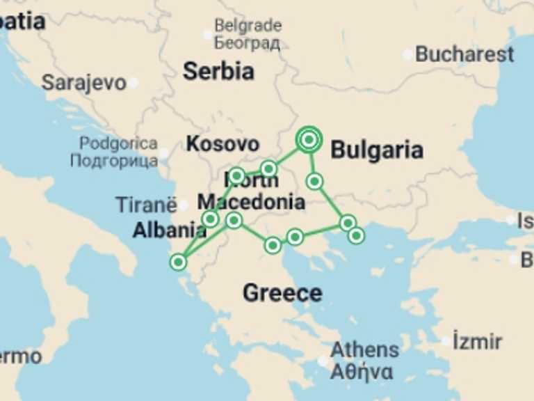 Map itinerary of Thessaloniki Tour in June 2026 with 12 destination visits for the trip: Ancient Macedonia