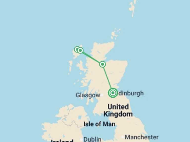 Map of Europe Tour with 4 destination visits for the trip: Escape to the Hebrides - 5 days