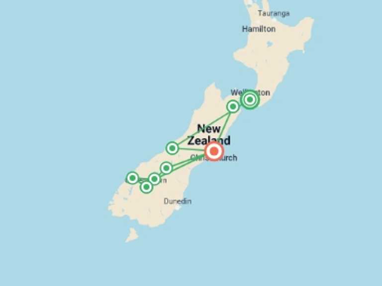 Map of Auckland National parks Tour with 9 destination visits for the trip: Inspiring New Zealand