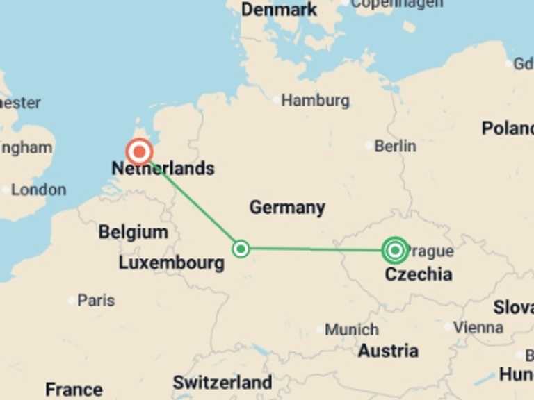 Map itinerary of Frankfurt Tour in November 2026 with 3 destination visits for the trip: Beloved Europe