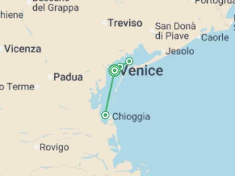 Map itinerary of Mediterranean Tour in October 2026 with 2 destination visits for the trip: Venetian Treasures (port-to-port cruise)