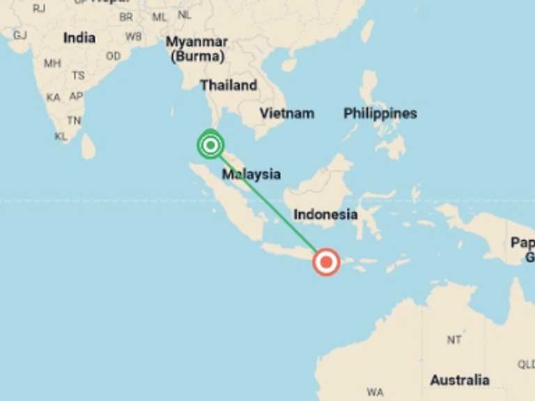 Map of Phuket Tour with 4 destination visits for the trip: Phuket, Khao Sok & Bali (5 Star) - 11 days
