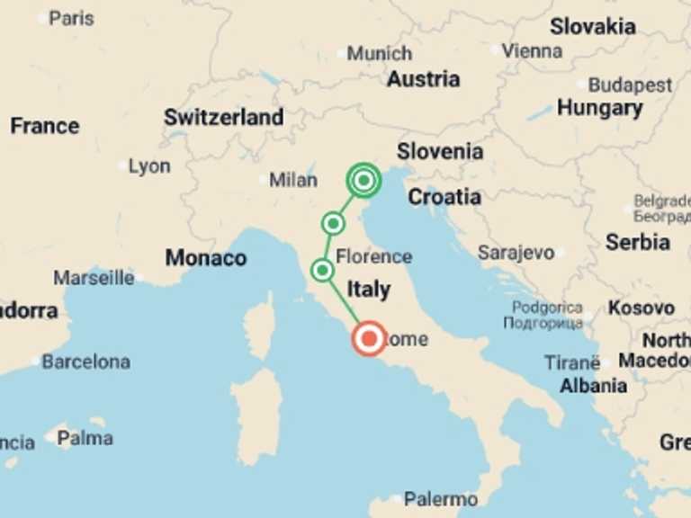 Map of Rome Food Tour with 4 destination visits for the trip: Italy Real Food Adventure