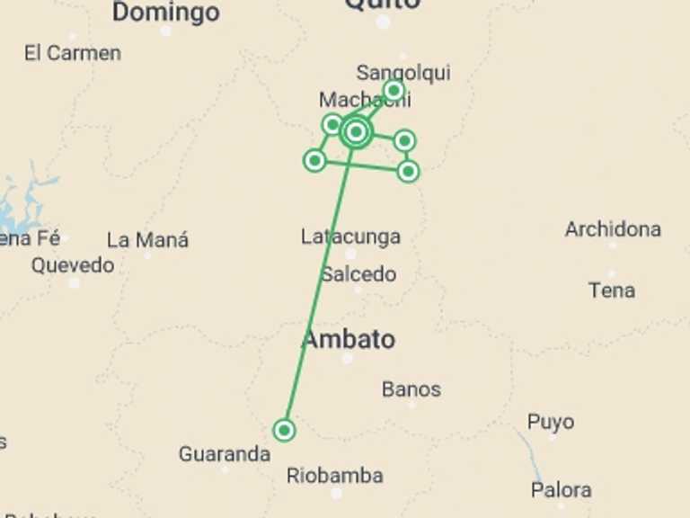 Map of a Climbing Tour with 8 destination visits for the trip: Chimborazo Prince Challenge