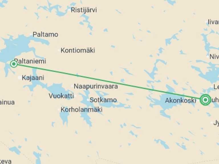 Map of a Festivals and events Tour with 3 destination visits for the trip: New Year's in Finland - 7 Days