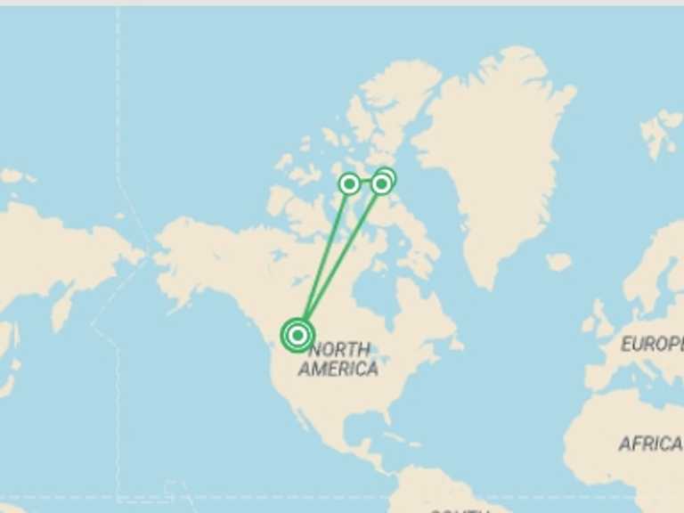 Map of 12-Day Canada Tour with 4 destination visits for the trip: Canada's Remote Arctic: Northwest Passage