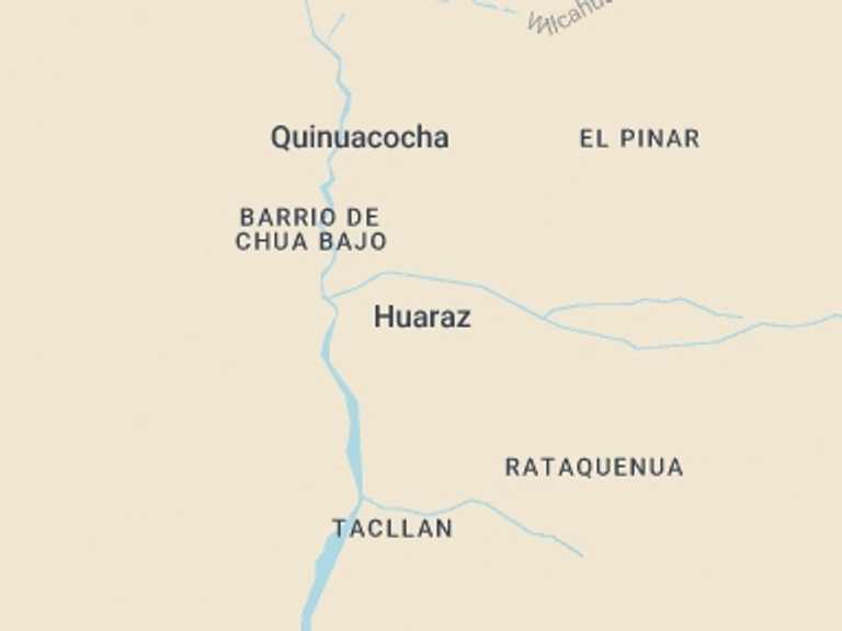 Map of Huaraz Tour with 4 destination visits for the trip: Hike to Laguna Churup 
