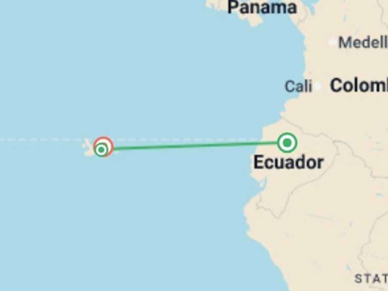 Map of South America Tour with 4 destination visits for the trip: 4 Days Wildlife & Wonders Of Galapagos