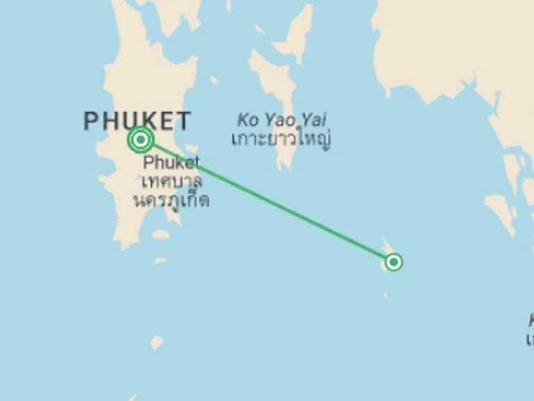 Map of Thailand Tour with 2 destination visits for the trip: Phuket Luxury Golf Package