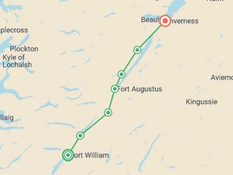 Map of Europe Sightseeing Tour with 8 destination visits for the trip: The Great Glen Way