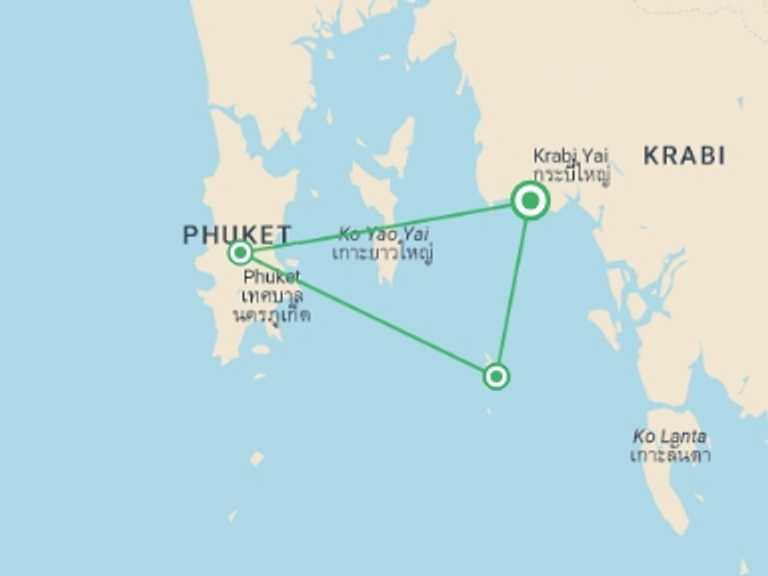 Map itinerary of Indochina Tour in March 2027 with 3 destination visits for the trip: Phi Phi Beach Package