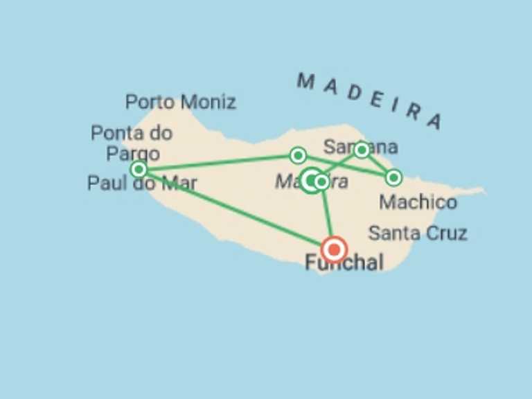 Map of a Shopping and Markets Tour with 7 destination visits for the trip: Walking in Madeira