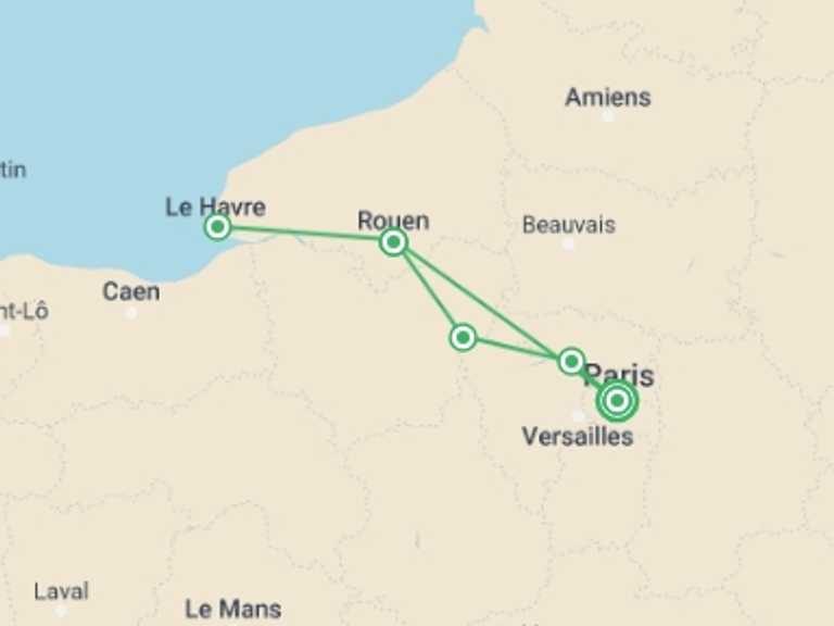 Map of Paris Cruise Tour with 5 destination visits for the trip: Magical Seine Cruise