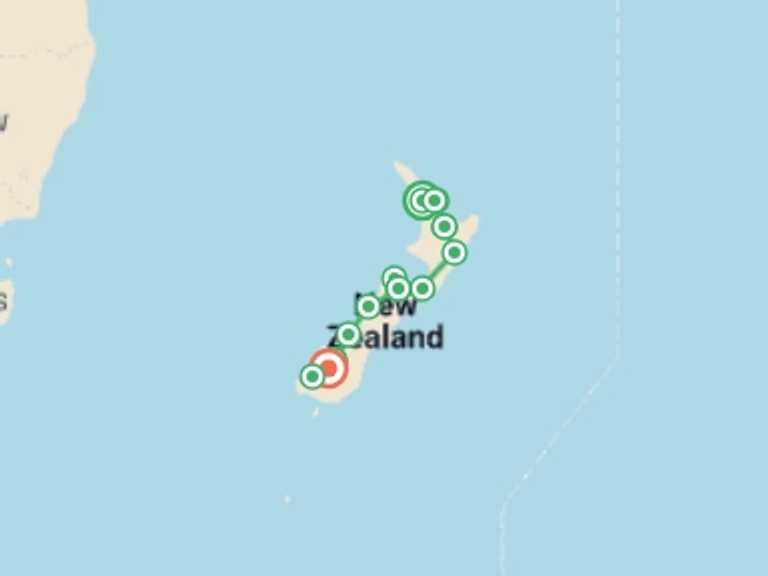 Map of Nelson Tour with 12 destination visits for the trip: Enchanting New Zealand - 16 days