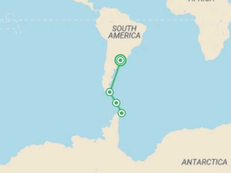 Map itinerary of Ushuaia Tour in November 2026 with 5 destination visits for the trip: Emperor Penguin Quest: Expedition to Snow Hill