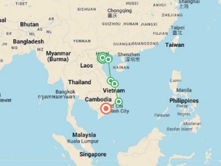 Map of Ho Chi Minh City Beach Tour with 8 destination visits for the trip: Vietnam Luxury Tour | Exotic Small‑group Experience
