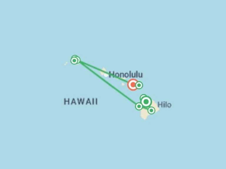 Map of North America Walking Tour with 9 destination visits for the trip: Hawaii Hiking the Aloha Isles
