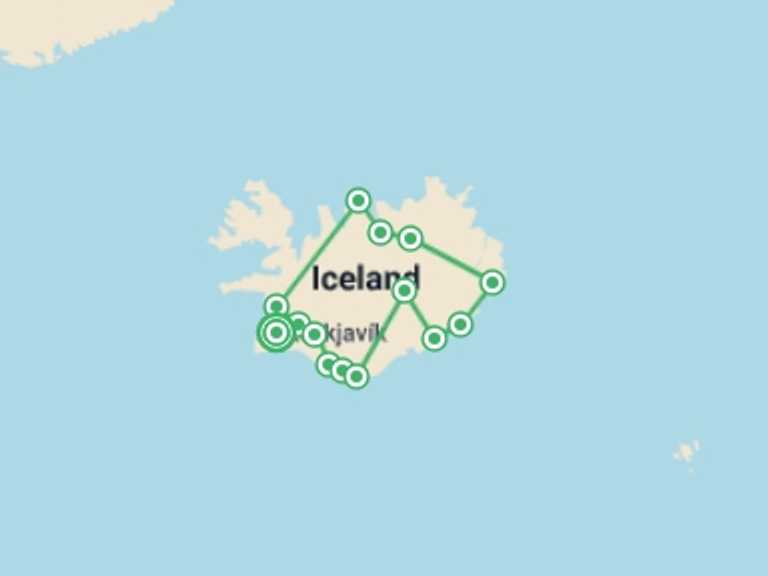 Map of a Local culture Tour with 8 destination visits for the trip: Iceland Explorer Self Drive Winter