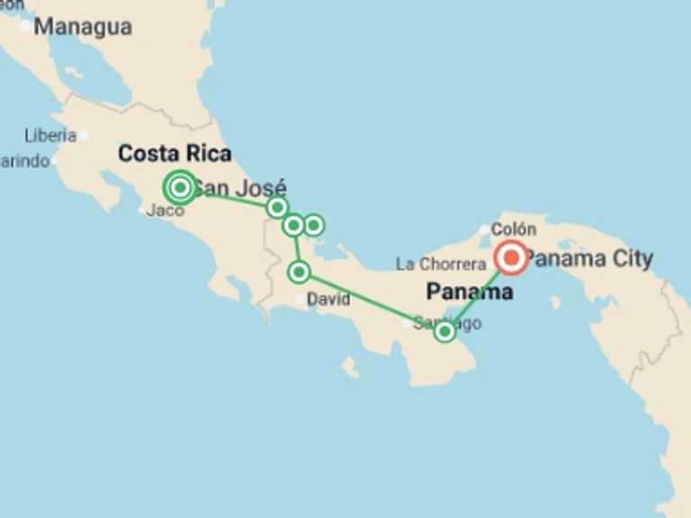 Map itinerary of Panama City Tour in Fall with 7 destination visits for the trip: Costa Rica & Panama Discovery