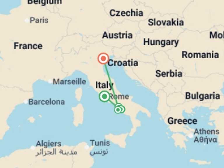 Map of Europe Tour with 7 destination visits for the trip: Hidden Gems of the Amalfi Coast