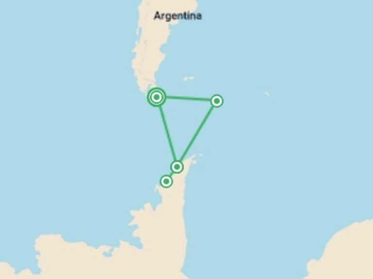 Map of Antarctica Wildlife Tour with 4 destination visits for the trip: Journey to the Antarctic Circle