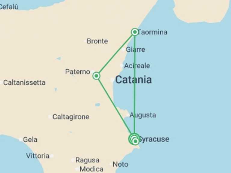 Map itinerary of Italy Tour in Spring with 1 destination visits for the trip: Discovering Syracuse