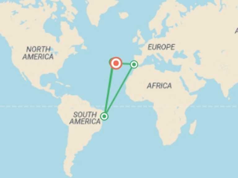 Map of Europe Volcanoes Tour with 9 destination visits for the trip: Walking in the Azores