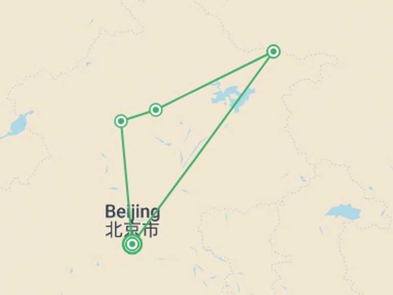 Map of China Tour with 4 destination visits for the trip: Walking the Great Wall