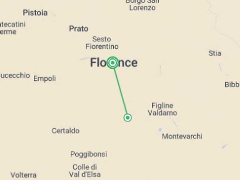 Map itinerary of Mediterranean Tour in April 2026 with 1 destination visits for the trip: Florence Discovery & Wine Tasting - 4 days