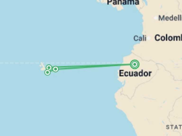 Map itinerary of Isla Santa Cruz Tour in December 2026 with 4 destination visits for the trip: Galapagos Family Holiday