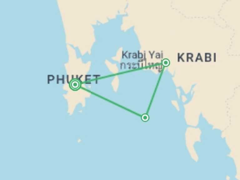 Map of Asia Tour with 3 destination visits for the trip: Thai Island Hopper West