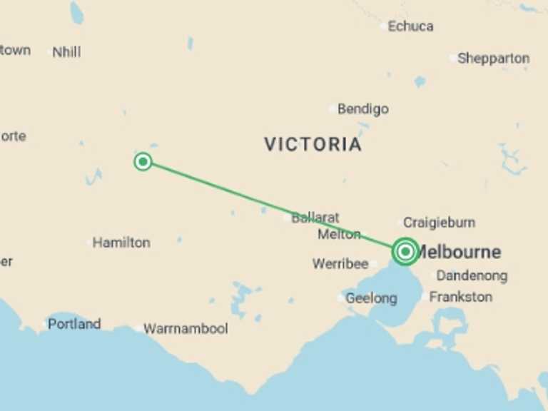 Map of Oceania Tour with 2 destination visits for the trip: Great Ocean Road & Grampians Discovery - 2 days