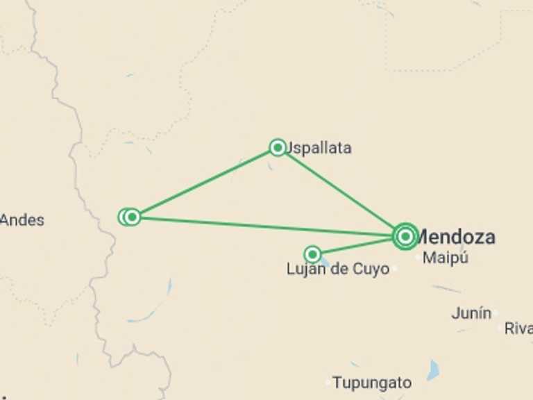 Map of Mendoza Tour with 1 destination visits for the trip: 5-Day Mendoza Adventure Tour