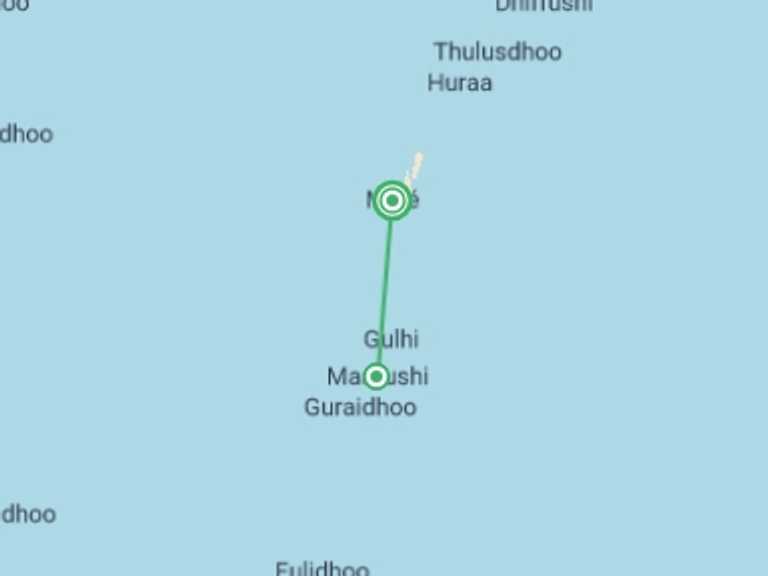 Map of a Honeymoon Tour with 2 destination visits for the trip: Maldives Private Paradise & Local Life 5D/4N