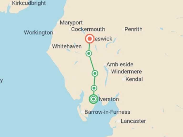 Map of Europe Tour with 6 destination visits for the trip: The Cumbria Way - 8 Days