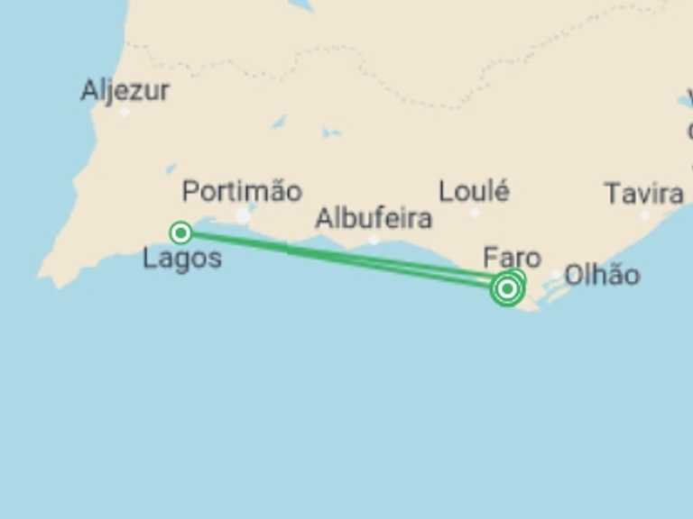 Map itinerary of Porto Tour in Fall with 4 destination visits for the trip: Portugal Beach Escape