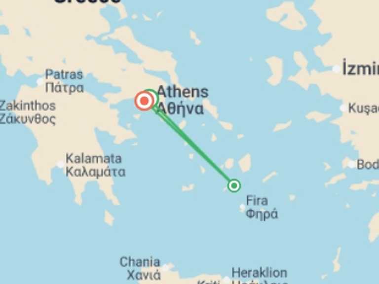 Map of Balkans City sightseeing Tour with 3 destination visits for the trip: Ios Experience 4D/3N