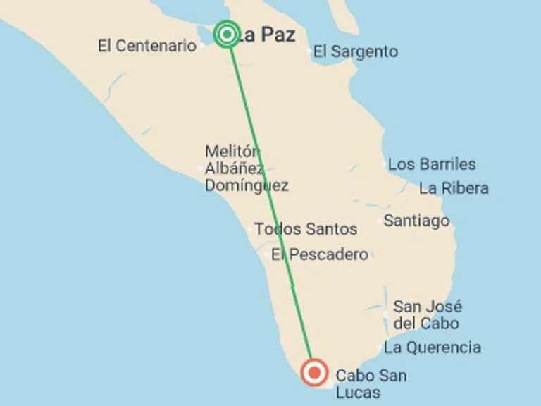 Map of Mexico Tour with 3 destination visits for the trip: Baja's Ocean Giants: From La Paz to Los Cabos Quest 7D/6N