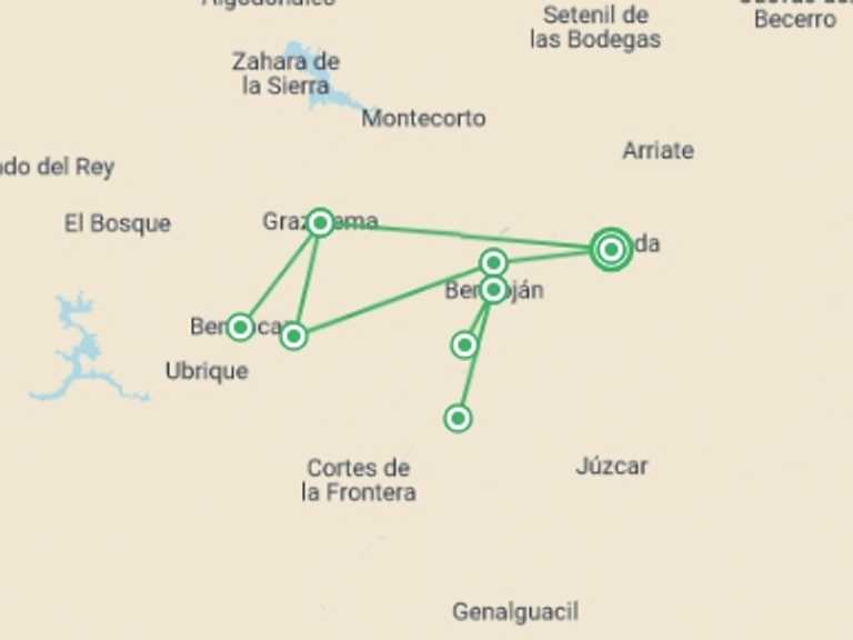 Map of Europe Tour with 3 destination visits for the trip: Ronda and the Sierra de Grazalema