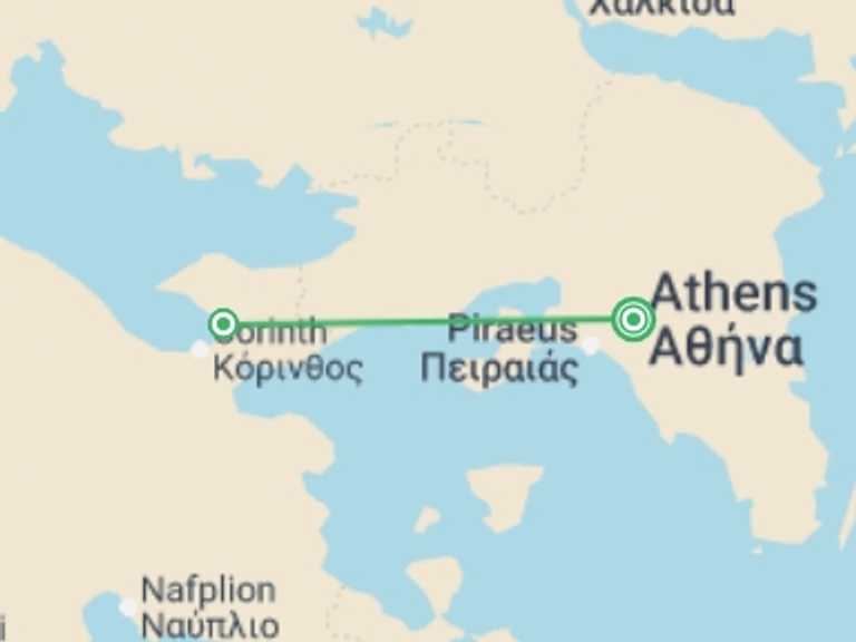 Map itinerary of Athens Tour in Fall with 2 destination visits for the trip: Greece Express: Athens & Greek Riviera