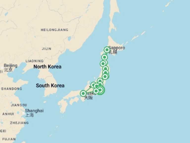 Map itinerary of Kyoto Tour in Summer with 11 destination visits for the trip: Discover Japan