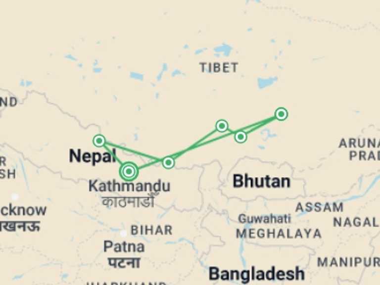 Map of Shigatse Tour with 6 destination visits for the trip: Cultural Tour of Tibet (with Everest North Base Camp)