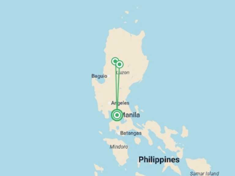 Map of Asia Tour with 3 destination visits for the trip: North Luzon Explorer - 4 days