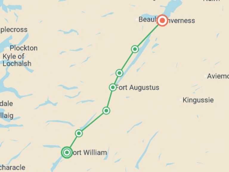 Map of Europe Explorer Tour with 8 destination visits for the trip: The Great Glen Way