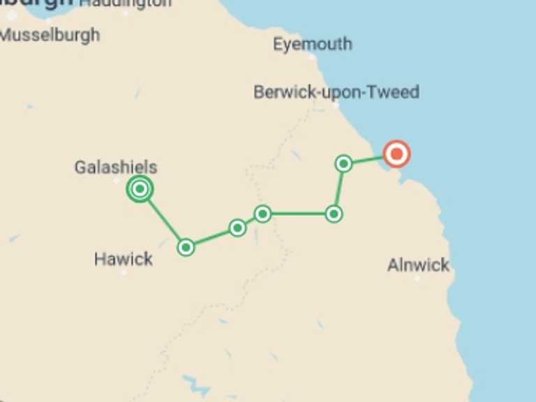 Map of Europe Tour with 7 destination visits for the trip: Hiking St Cuthbert's Way