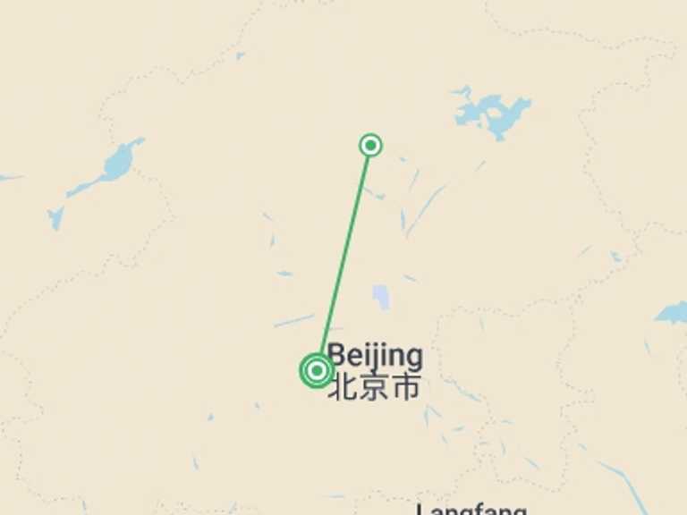 Map itinerary of Asia Tour in June 2026 with 2 destination visits for the trip: Beijing City Break (Standard) - 4 days