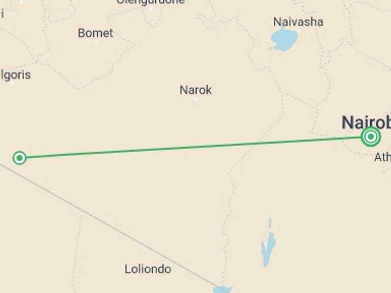 Map of Kenya Tour with 2 destination visits for the trip: Maasai Mara Luxurious Lodge Safari: Three Days
