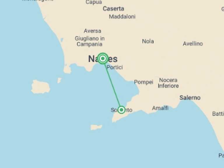 Map of Italy Active and outdoor Tour with 3 destination visits for the trip: Local Living Italy—Sorrento