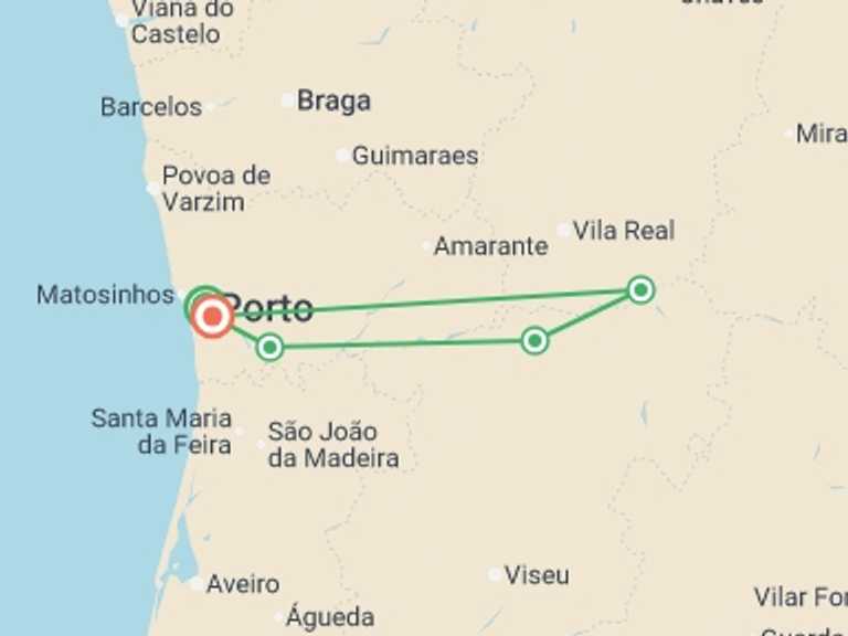Map of Europe Tour with 4 destination visits for the trip: Porto & Douro Cruise - 6 days