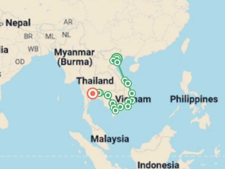 Map of Hanoi Bicycle Tour with 17 destination visits for the trip: Cycle South East Asia